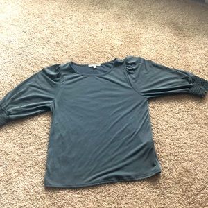 Grey Smocked Sleeve Shirt